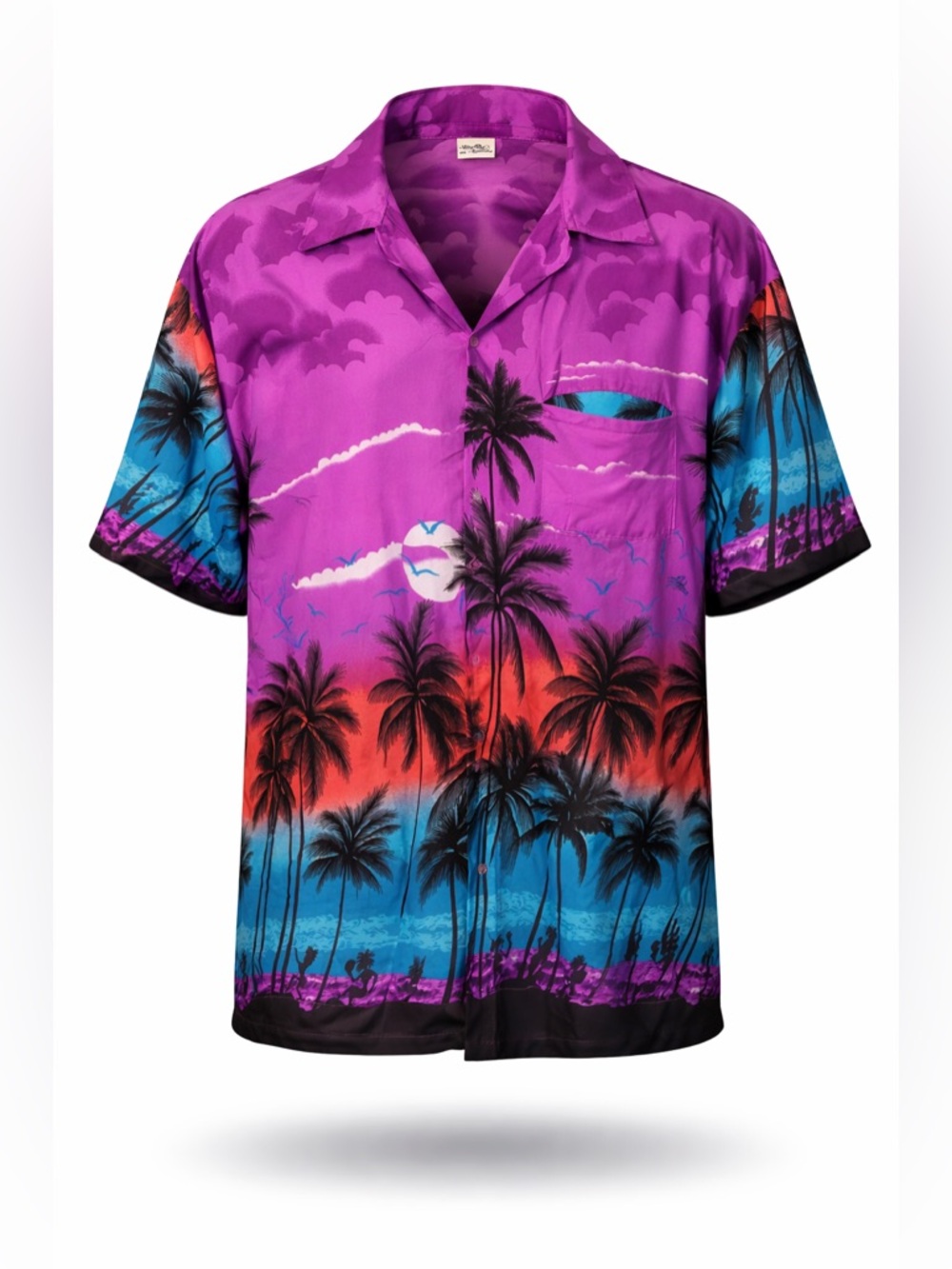 King Kameha Purple Hawaiian Tropical Short Sleeve Button Down Shirt Mens 3X 6X